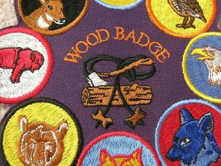 Vtg BSA Boy Scouts 8 in 1 WOOD BADGE 6 inch Jacket Patch Embroidered Jumbo 2