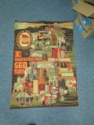 Rare 3ft East German Tapestry Sed Lenin Ddr Soviet Germany Russia Communist Gdr
