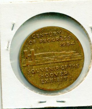 1934 Hoover Century of Progress Souvenir Medal Chicago Illinois Token Coin IL 2