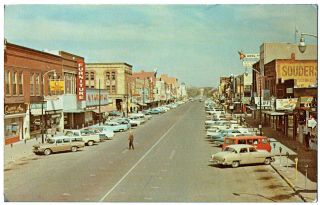 Vintage 1950s Postcard Kearney Nebraska Downtown Central Avenue