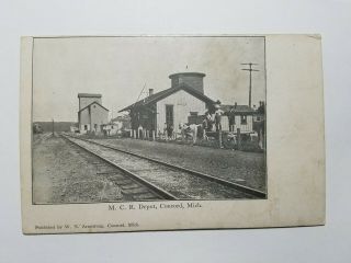 Pre 1907 M.  C.  R.  Railroad Depot Station Concord Michigan Mich Mi Postcard No Res