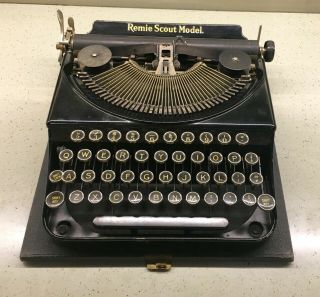 Vintage 1930s Black REMIE SCOUT MODEL Portable Typewriter Unrestored 2