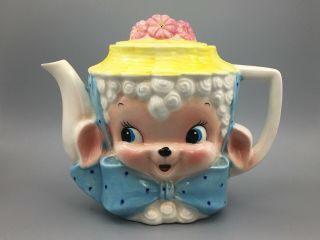 Vintage Brinnco Brinn Lamb Sheep Face Cute Ceramic Teapot 1950s