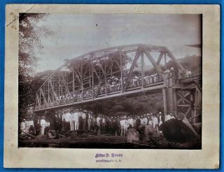 Vintage Photo Pacific Railroad Barranca Bridge Inauguration Foto Costa Rica 1910