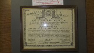 Boy Scout National Jamboree 1937 Region Seven Certificate 0627ii