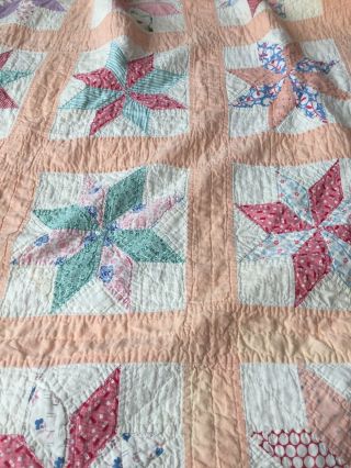 Vintage Quilt Peach Border Star Design Pattern 3