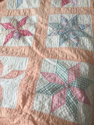 Vintage Quilt Peach Border Star Design Pattern 6