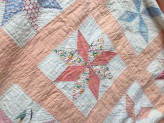 Vintage Quilt Peach Border Star Design Pattern 7