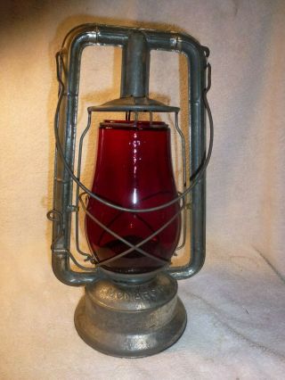 Antique DIETZ MONARCH Lantern Red Globe Kerosene Lantern 2