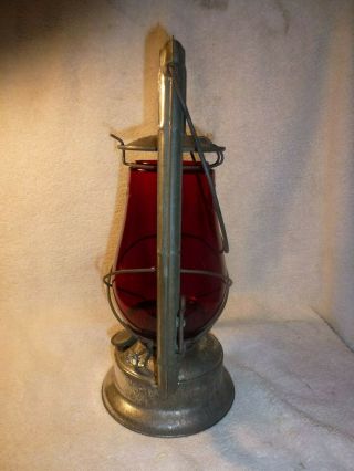 Antique DIETZ MONARCH Lantern Red Globe Kerosene Lantern 3