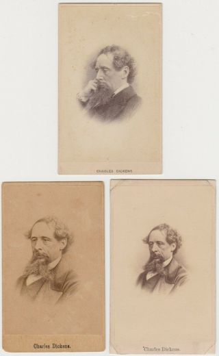 Three Cdv Photograph Of Charles Dickens - Author - 1 From Boston Photographer