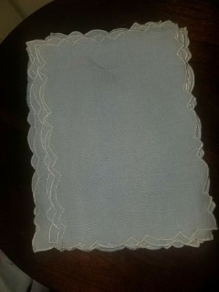 Large Set Of 25 Vintage Gray With White Trim Linen Cocktail Napkins