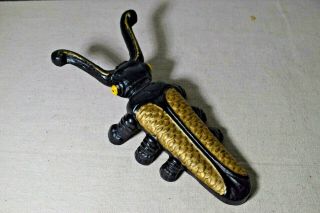 Vintage Cast Iron Longhorn Beetle Western Boot Jack Remover 9.  25 " Metal Bug Gold