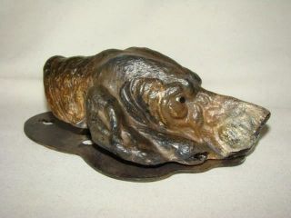 Antique Cast Iron Dog Head Paper Clamp Clip Holder,  Wall Mount Or Paperweight
