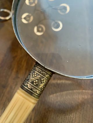 Stunning Antique Sterling Silver and Ivory Magnifying Glass 4