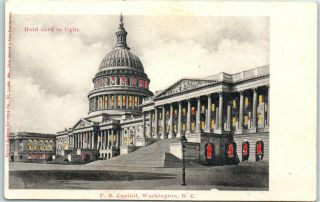 1900s Washington Dc Postcard Hold - To - Light " U.  S Capitol " Lighted Windows