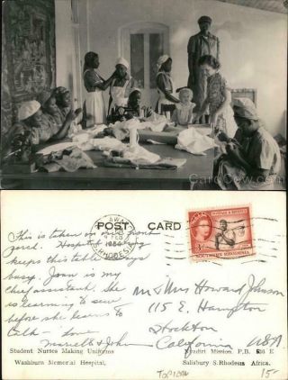 South Rhodesia 1984 Rppc Salisbury Student Nurses Making Uniforms Postcard