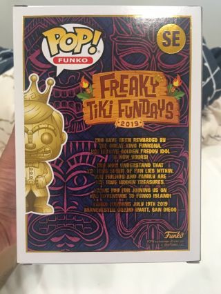 SDCC 2019 Freaky Tiki Funko Fundays 2019 Pop Golden Freddy Idol LE1600 POP STACK 3