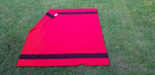 Vintage Hudsons Bay 6 Point Red Black Stripe Wool Blanket 100x92 England 2