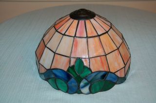 10 " Diameter Tiffany Style Slag Stained Glass Floral Lamp Shade - Scallop Edge