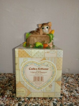Enesco 2001 Calico Kittens “ A Harvest Of Happiness ” Figurine 866008