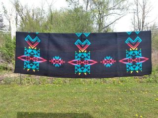Vintage Pendleton Beaver State Wool Indian Aztec Blanket Old Label Appr.  74x38 2