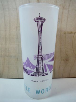 1962 Seattle Worlds Fair Space Needle Frosted Glass Highball Cocktail Tall