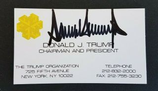 Donald Trump Signed Personal Business Card " The Trump Organization "