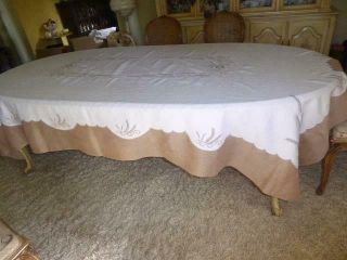 MARGHAB WHEAT PATTERN LINEN & MARGANDIE ORGANDY TABLECLOTH & 12 NAPKINS 11