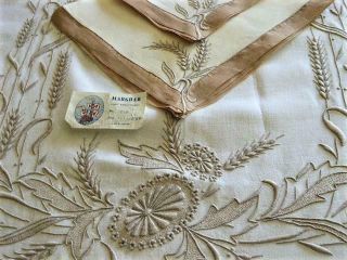 MARGHAB WHEAT PATTERN LINEN & MARGANDIE ORGANDY TABLECLOTH & 12 NAPKINS 2