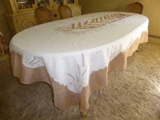 MARGHAB WHEAT PATTERN LINEN & MARGANDIE ORGANDY TABLECLOTH & 12 NAPKINS 6