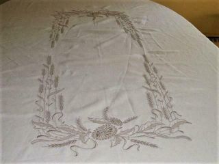 MARGHAB WHEAT PATTERN LINEN & MARGANDIE ORGANDY TABLECLOTH & 12 NAPKINS 7