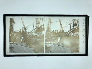Rare Civil War Glass Stereoview By George Stacy Of H.  B.  M.  Ship Hero,  C1861