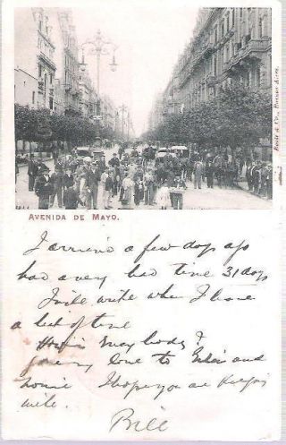 Buenos Aires,  Argentina - Avenida De Mayo - Undivided Back Postcard 1902,  Stamps