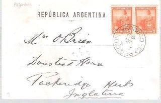 Buenos Aires,  Argentina - Avenida de Mayo - undivided back postcard 1902,  stamps 2