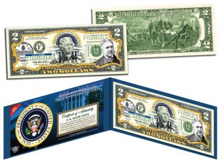 Chester A Arthur 21st U.  S.  President Colorized $2 Bill Legal Tender