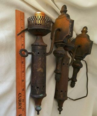Pair Vintage Western Wall Sconce Light Fixture Lamp Parts Retro Mid Century 16 "
