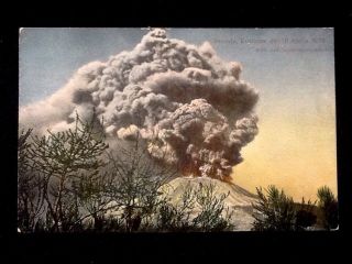 C1910 Mt.  Vesuvio Eruption,  Italy April 10,  1906 Vintage Db Postcard