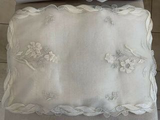 Vintage Madeira Silk Organza Organdy Daffodil Table Runner And 8 Placements