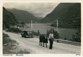 1949 Norway Gb Morris Car At Fyksesund Bridge Unpublished Private Photo