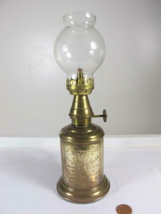 Antique Vintage Complete French Brass Olympe Oil Lamp Feutree Shade
