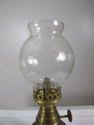 ANTIQUE VINTAGE COMPLETE FRENCH BRASS OLYMPE OIL LAMP FEUTREE SHADE 2