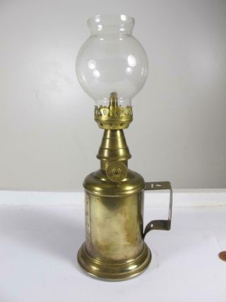 ANTIQUE VINTAGE COMPLETE FRENCH BRASS OLYMPE OIL LAMP FEUTREE SHADE 5
