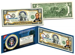 William Henry Harrison 9th U.  S.  President Colorized $2 Bill Us Legal Tender