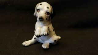 Vtg Dalmation Dog Figurine Ceramic/porcelain Black White Begging Puppy