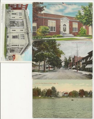 Honesdale,  Carbondale & Beach Lake,  Pa.  Post Office & Etc.  4 Vintage Postcards