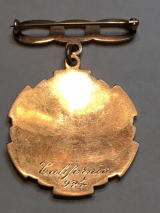 Antique 10K GOLD Enamel ODD FELLOWS California 35 Year Fraternal Medal Pin 2