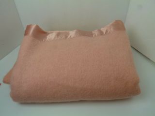 Vintage 100 Pure Wool Blanket Pink Orrspun Made In Usa
