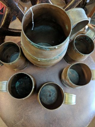 Vintage Copper and brass Mug,  Stein,  Tankard,  Brass Handle heavy 2