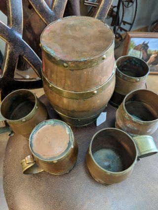 Vintage Copper and brass Mug,  Stein,  Tankard,  Brass Handle heavy 3